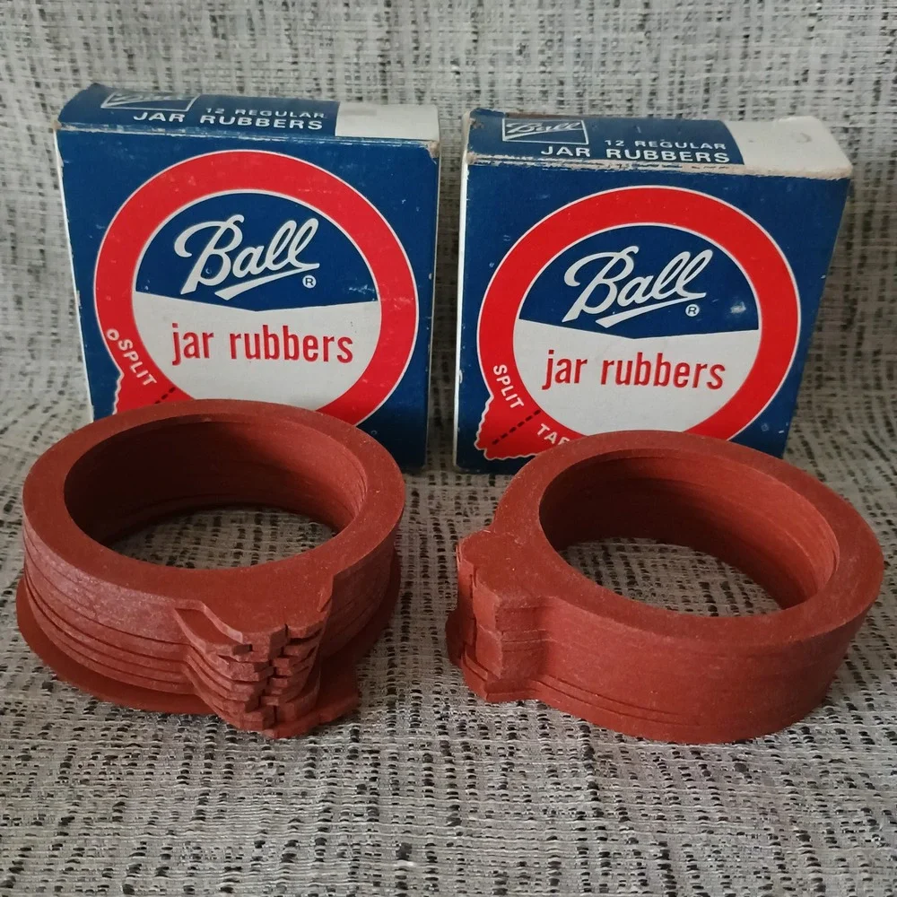 Vintage 1975 Ball Regular Jar Rubbers Split Tab Red Sealing Rings 2 Boxes 24ct